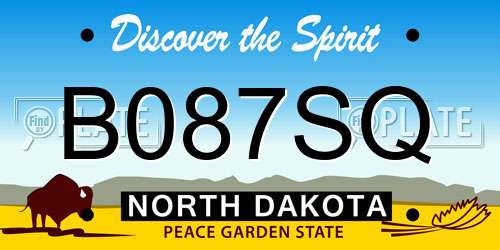 B087SQ North Dakota License Plate