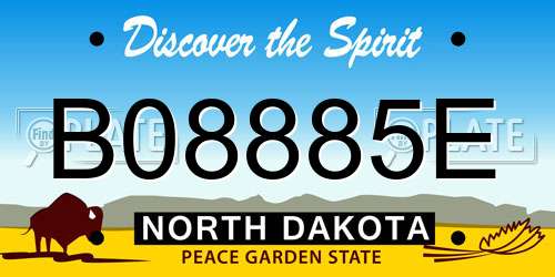 B08885E North Dakota License Plate