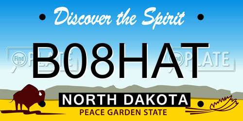 B08HAT North Dakota License Plate