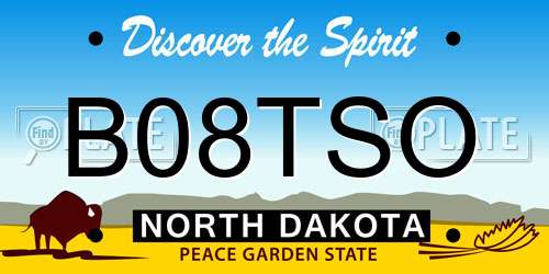 B08TSO North Dakota License Plate