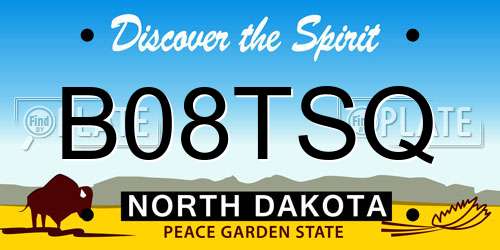 B08TSQ North Dakota License Plate