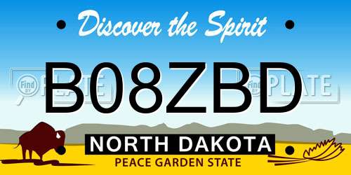 B08ZBD North Dakota License Plate