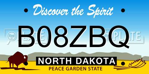 B08ZBQ North Dakota License Plate