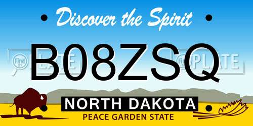 B08ZSQ North Dakota License Plate