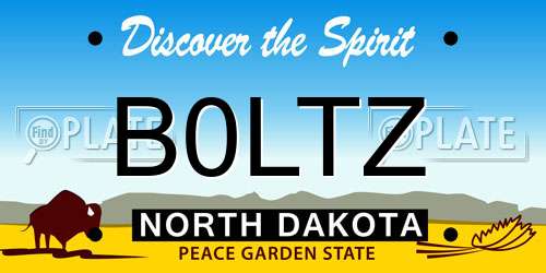 B0LTZ North Dakota License Plate
