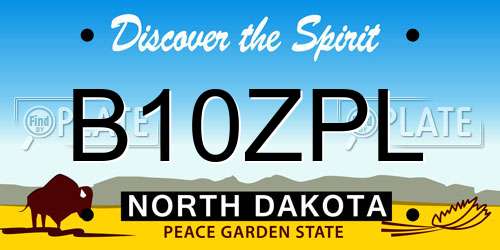 B10ZPL North Dakota License Plate