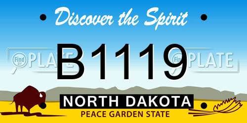 B1119 North Dakota License Plate