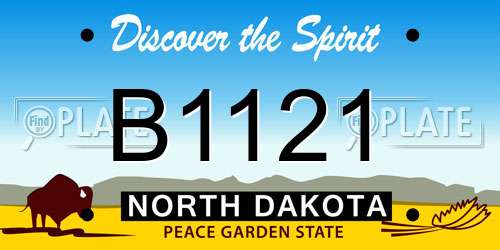 B1121 North Dakota License Plate