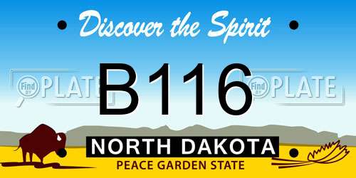 B116 North Dakota License Plate