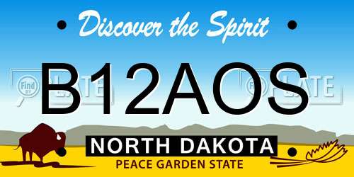 B12AOS North Dakota License Plate