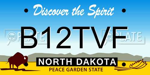 B12TVF North Dakota License Plate
