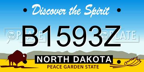 B1593Z North Dakota License Plate