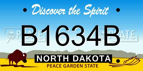 B1634B North Dakota License Plate