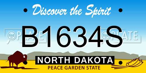 B1634S North Dakota License Plate