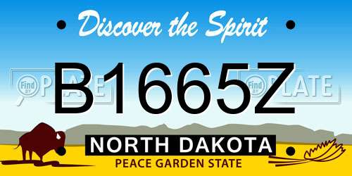 B1665Z North Dakota License Plate