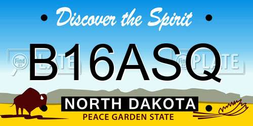 B16ASQ North Dakota License Plate