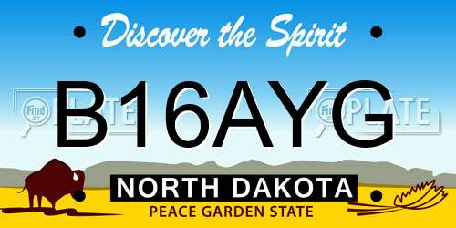 B16AYG North Dakota License Plate
