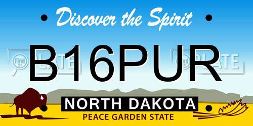 B16PUR North Dakota License Plate