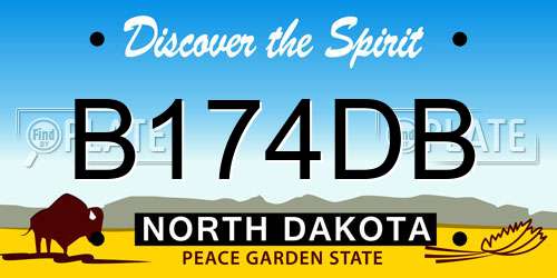B174DB North Dakota License Plate