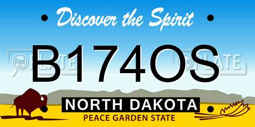 B174OS North Dakota License Plate