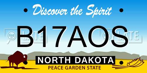 B17AOS North Dakota License Plate