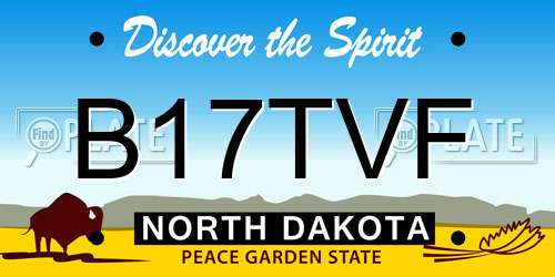 B17TVF North Dakota License Plate