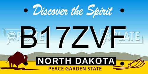 B17ZVF North Dakota License Plate