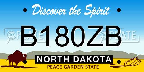B180ZB North Dakota License Plate