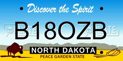 B18OZB North Dakota License Plate