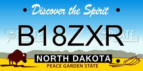 B18ZXR North Dakota License Plate