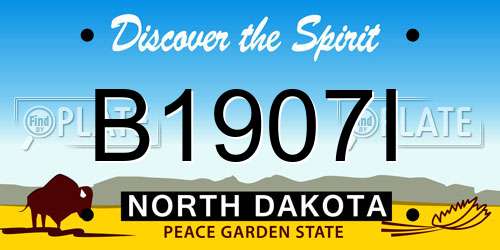 B1907I North Dakota License Plate