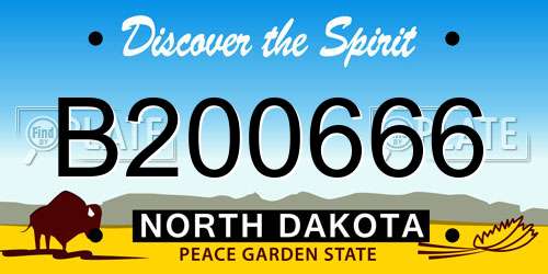 B200666 North Dakota License Plate