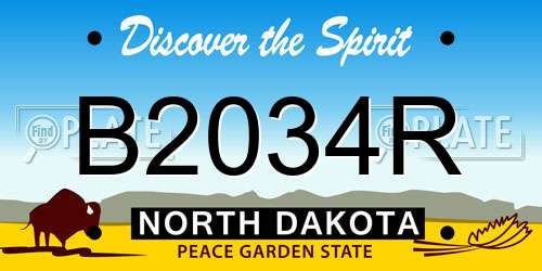 B2034R North Dakota License Plate