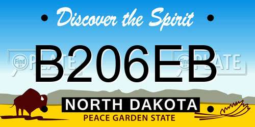 B206EB North Dakota License Plate