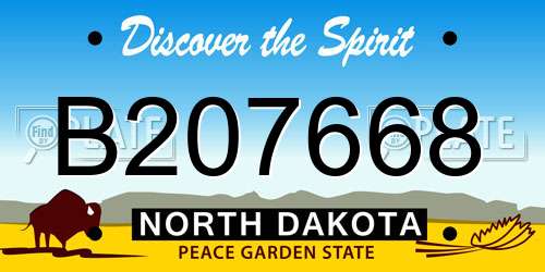 B207668 North Dakota License Plate