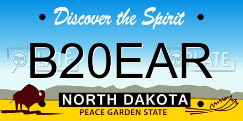 B20EAR North Dakota License Plate