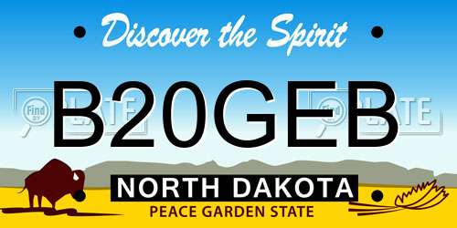 B20GEB North Dakota License Plate