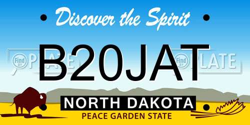 B20JAT North Dakota License Plate
