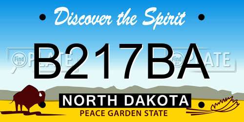 B217BA North Dakota License Plate