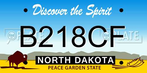 B218CF North Dakota License Plate