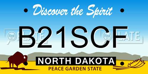 B21SCF North Dakota License Plate