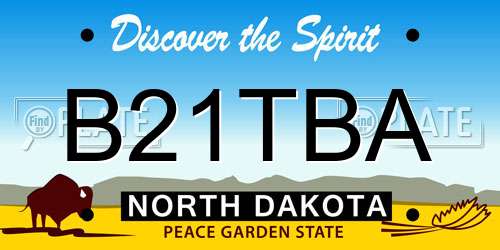 B21TBA North Dakota License Plate