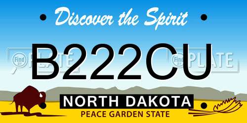 B222CU North Dakota License Plate
