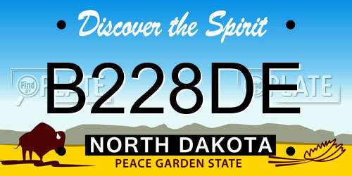 B228DE North Dakota License Plate