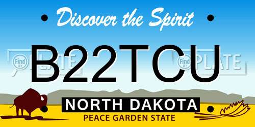 B22TCU North Dakota License Plate