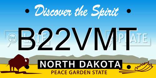 B22VMT North Dakota License Plate