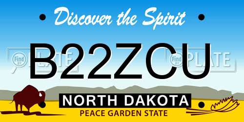 B22ZCU North Dakota License Plate