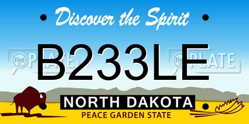 B233LE North Dakota License Plate