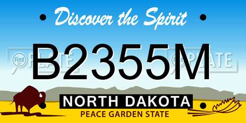B2355M North Dakota License Plate