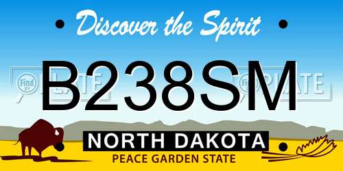 B238SM North Dakota License Plate